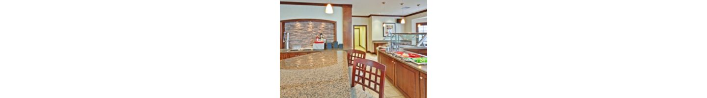 Join us for a hot breakfast buffet every morning with many different options from scrambled eggs to waffles to a fruit and yogurt bar.